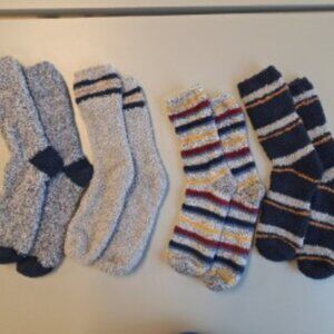 Men's Fuzzy Socks Bundle of 4. Microfiber Plush. Sleeping Socks. Soft.